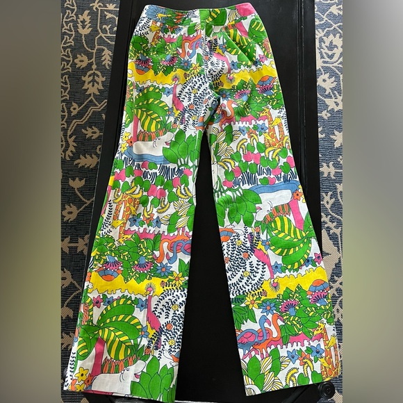 70's Vintage Gordon of Philadelphia Rainbow Green Safari Wide Leg Pants - Picture 4 of 5